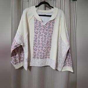 POL Pink Leopard Print Sweater. NWOT